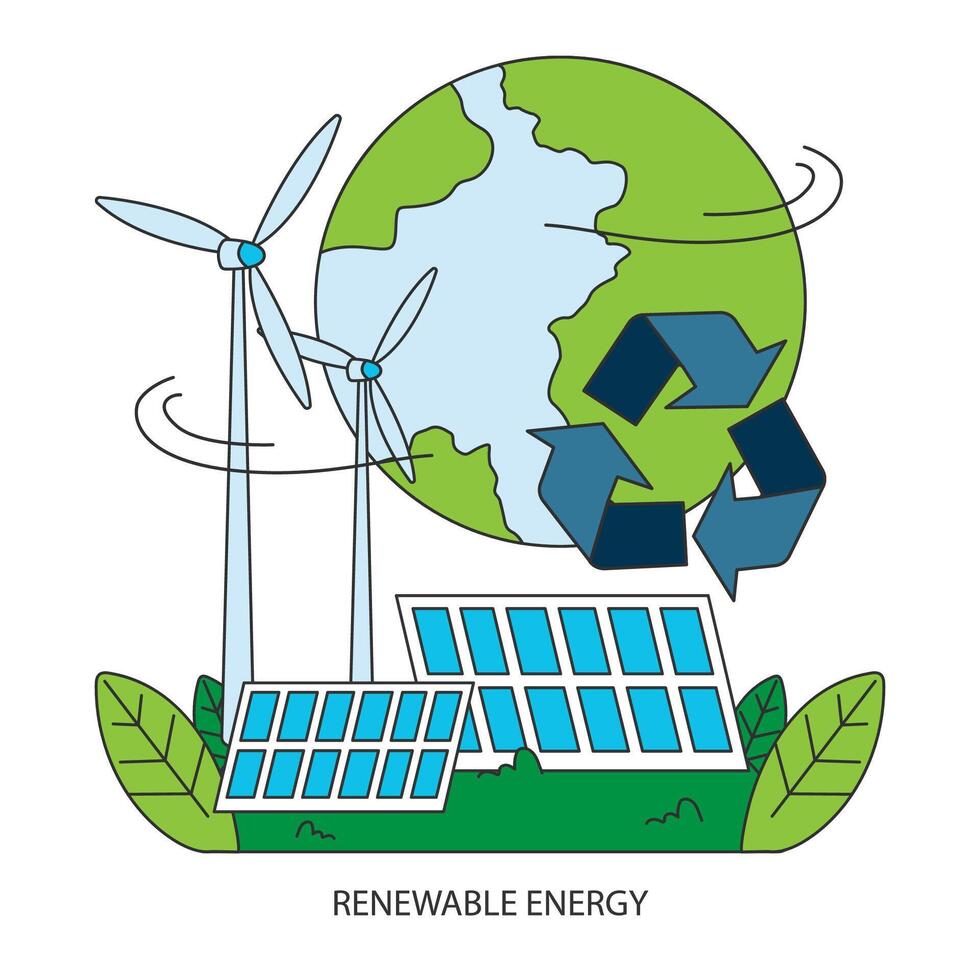 renovable fuerza. sostenible electricidad consumo. solar, viento energía vector