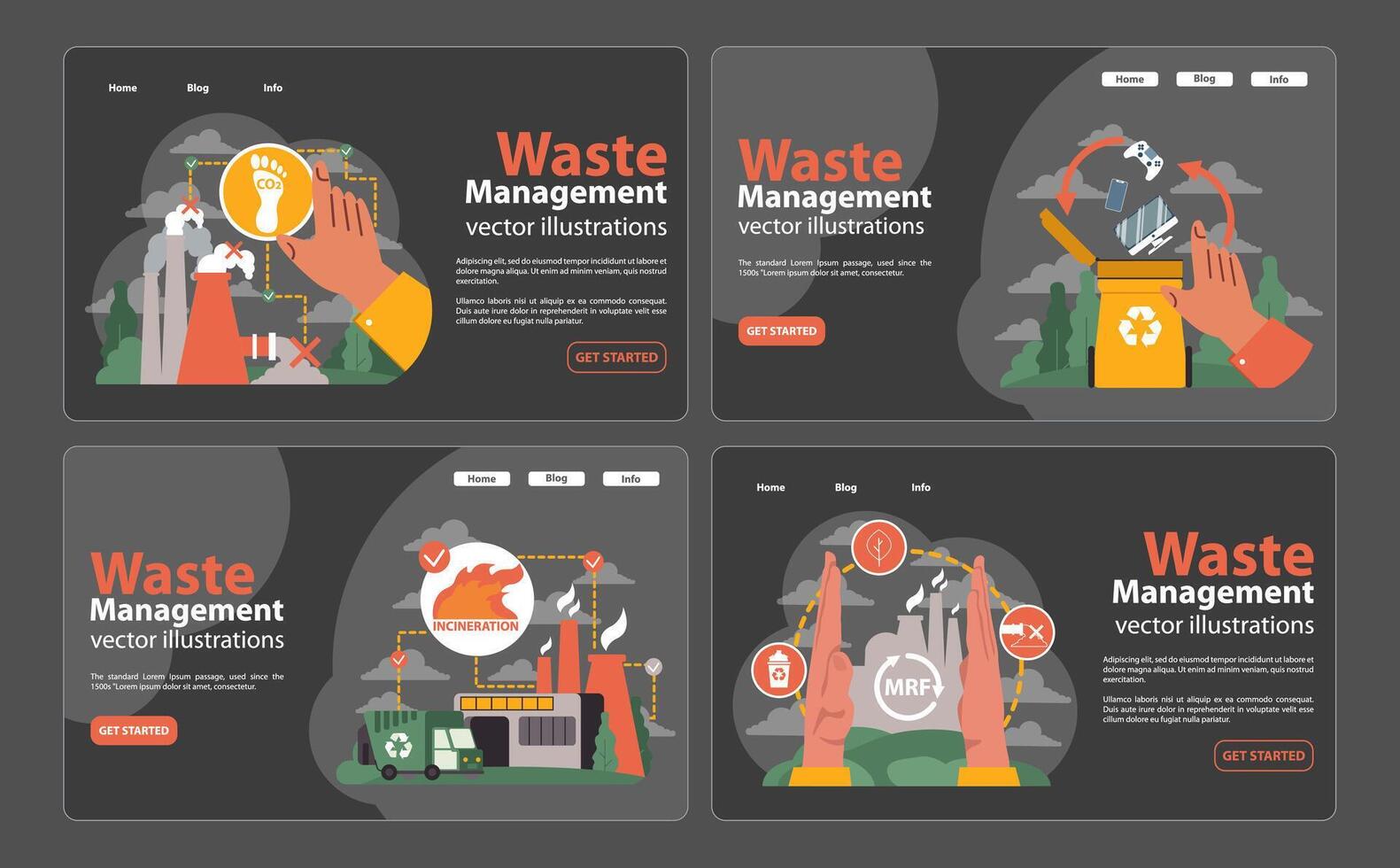 Waste Management set. Flat vector illustration