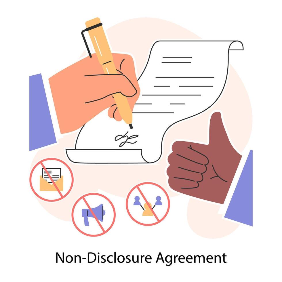 Business deal or agreement. NDA contract. Opinions, interests and points vector
