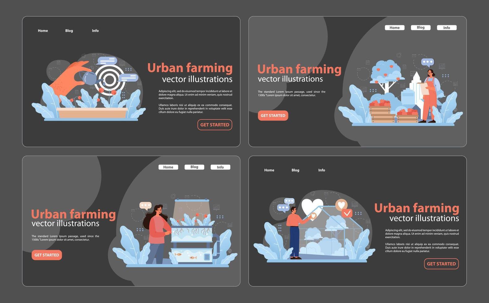 Urban farming set. Flat vector illustration