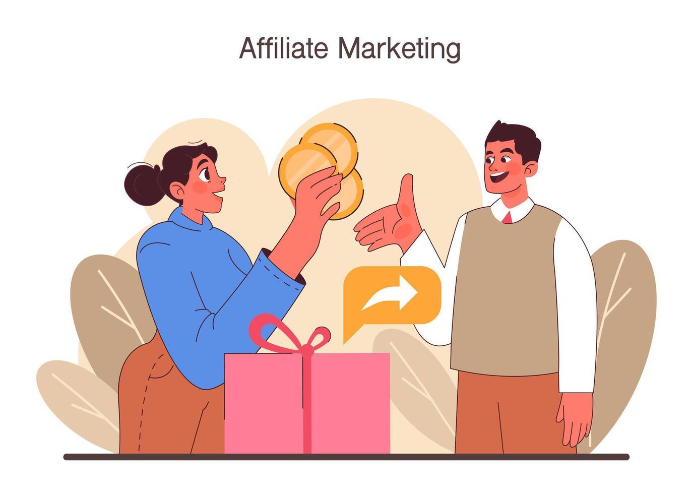 Affiliate marketing. Commercial program for client retention. Referral vector