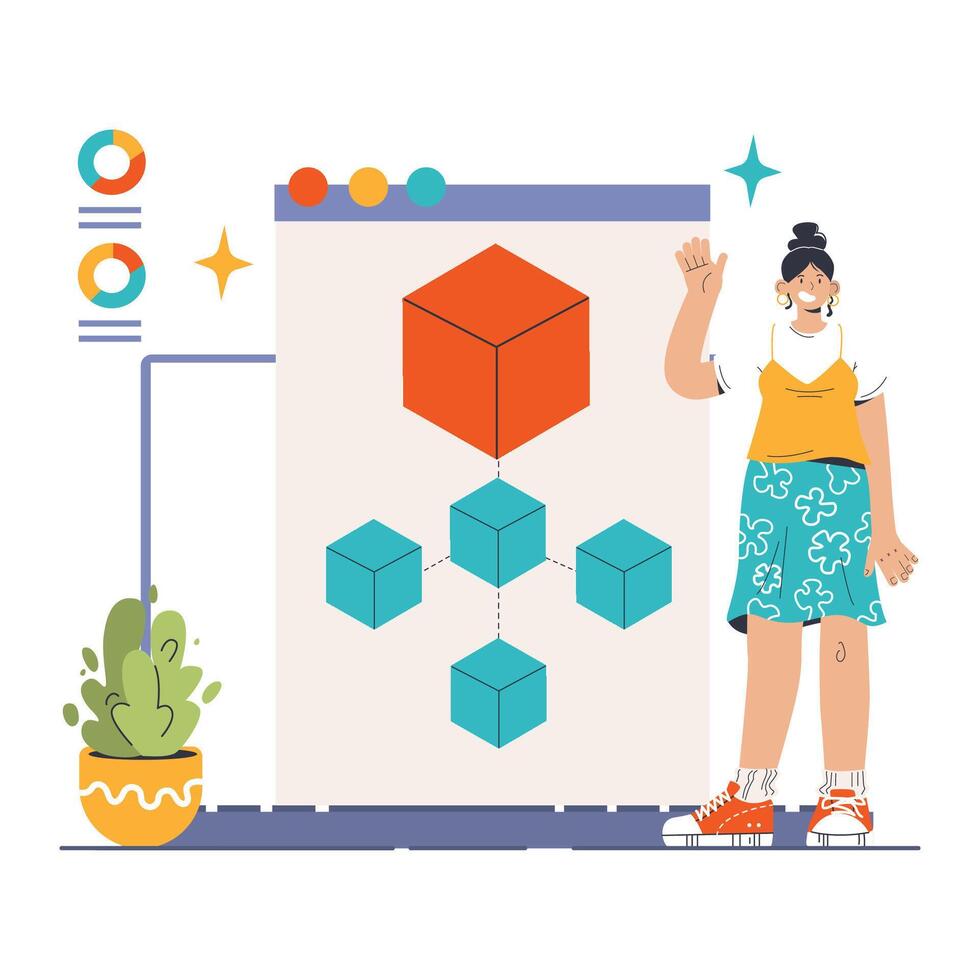Back-end development. Coding, software engineering or programming vector