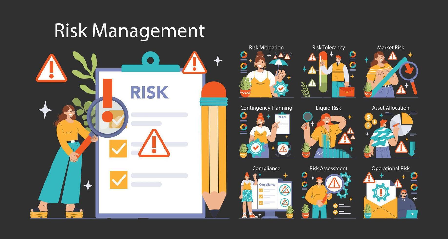 Risk Management concept. Flat vector illustration