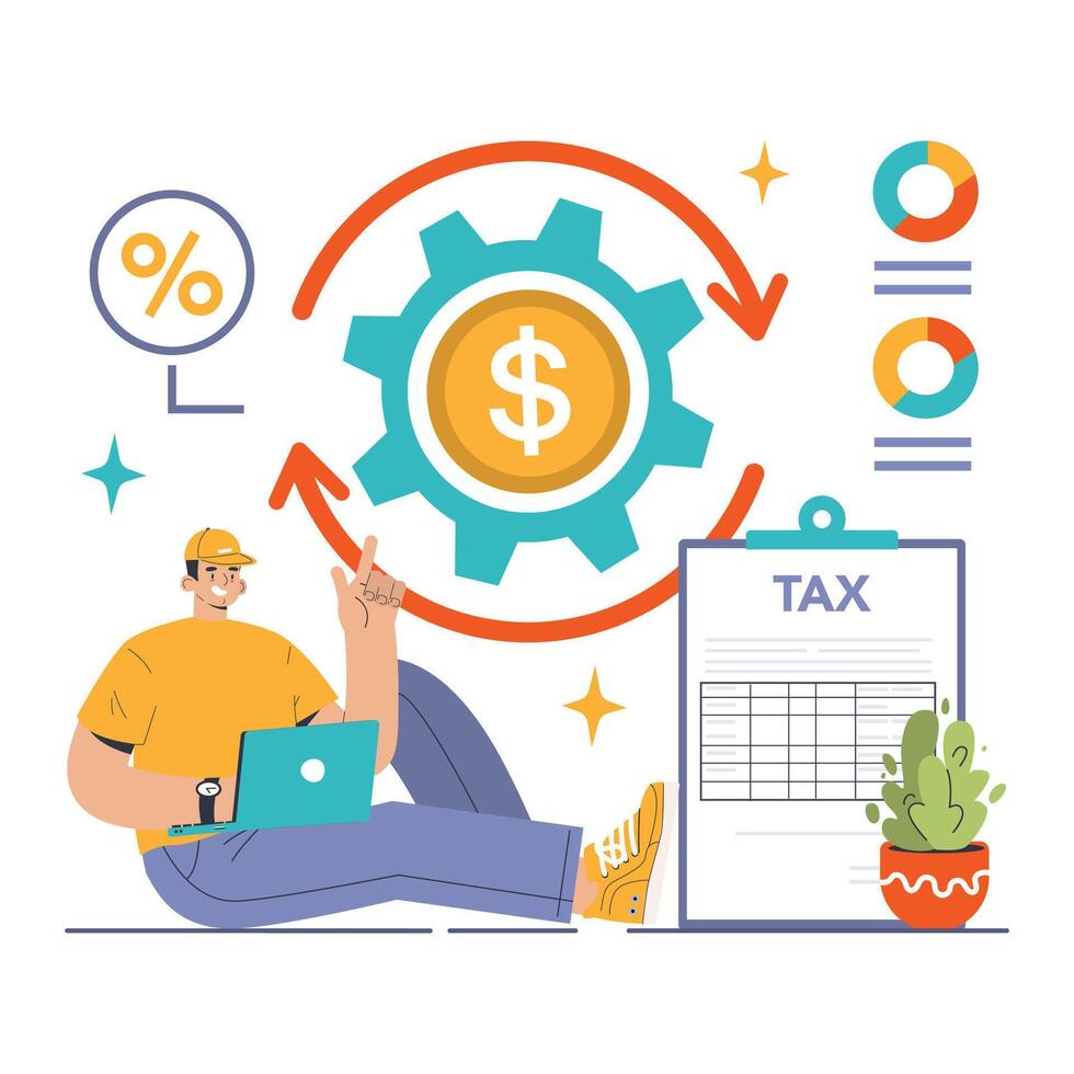 Tax optimization. Financial efficiency, budgeting and economy idea. vector