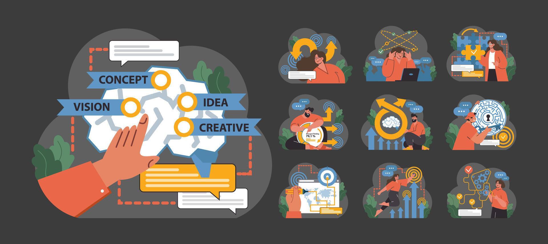 Creative Thinking set. Flat vector illustration 41175362 Vector Art at ...