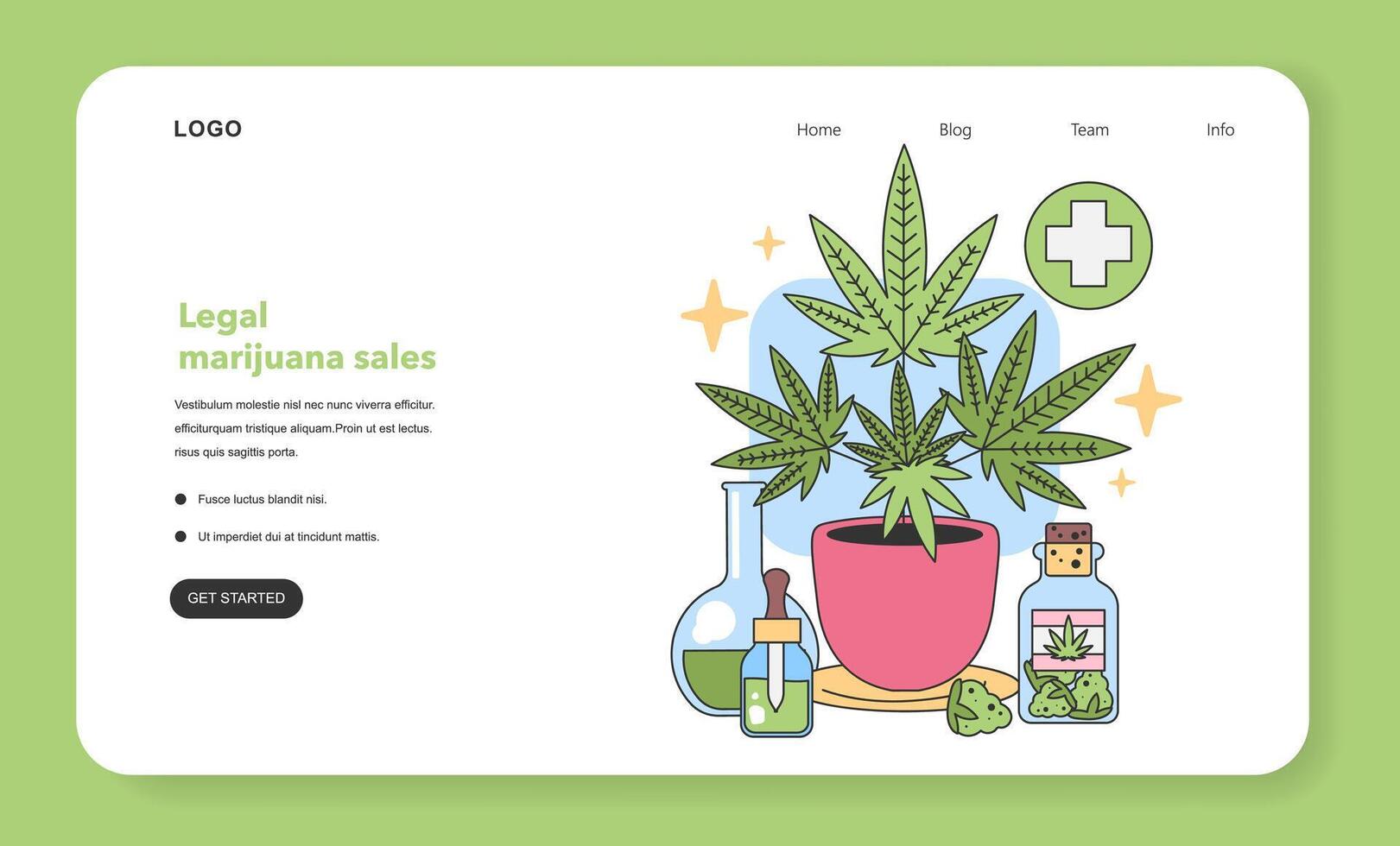 Medical cannabis concept. Flat vector illustration