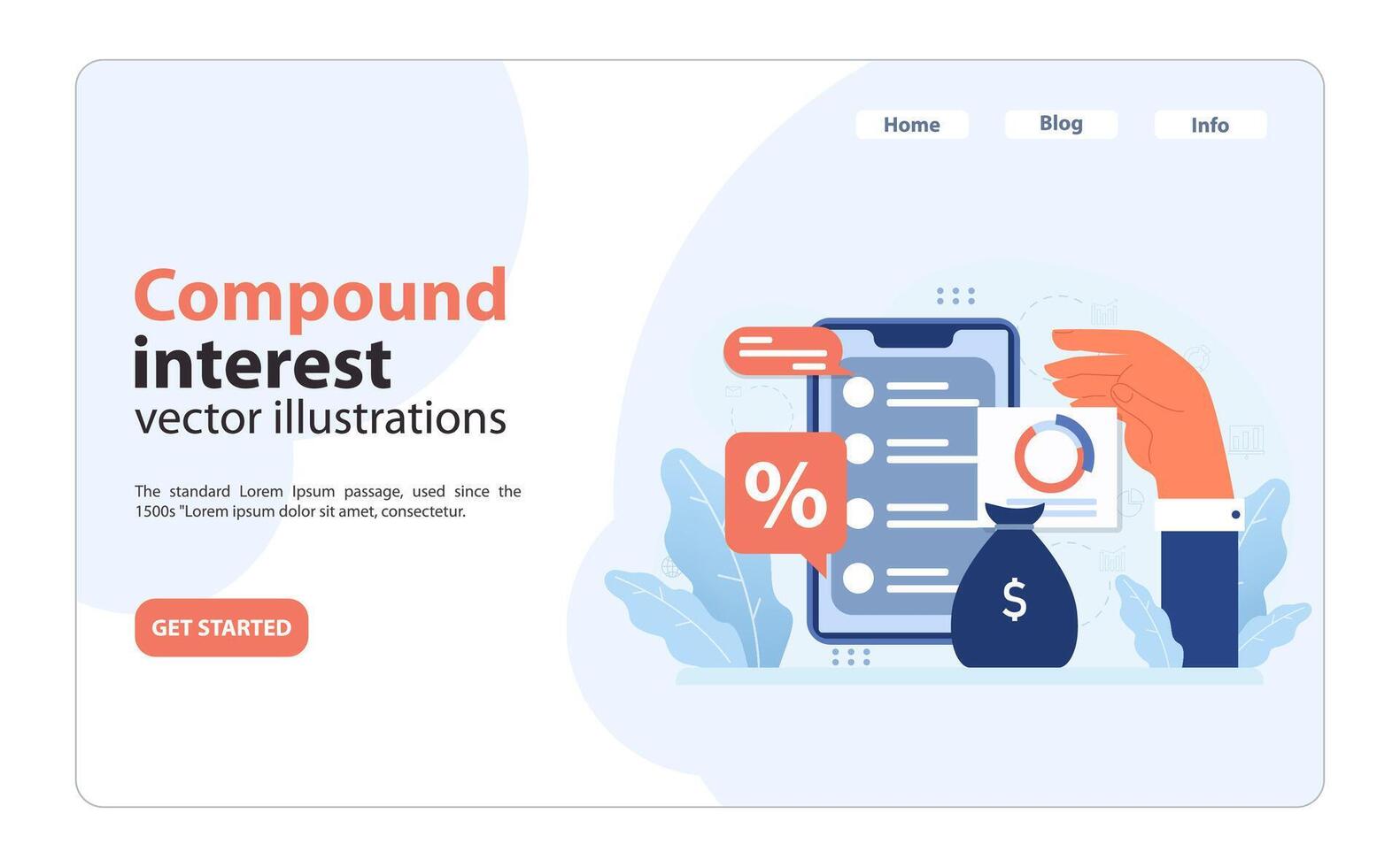 Financial independence, FIRE web banner or landing page. Compound vector