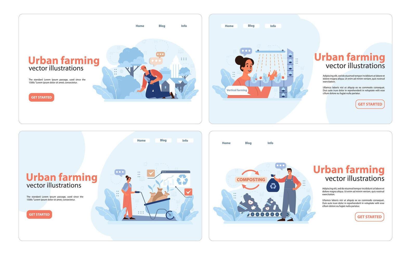 Urban farming set. Flat vector illustration