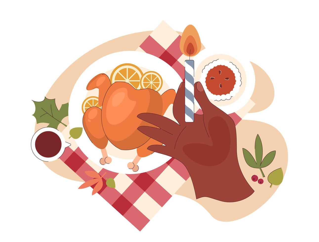 Joyful family celebrating Thanksgiving. American holiday dining and gathering vector