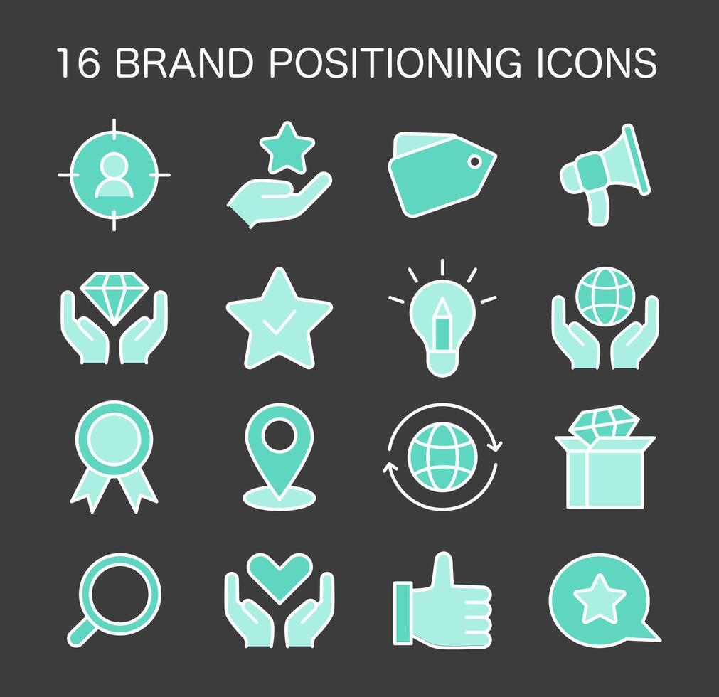 Set of brand positioning icons. Flat vector illustration