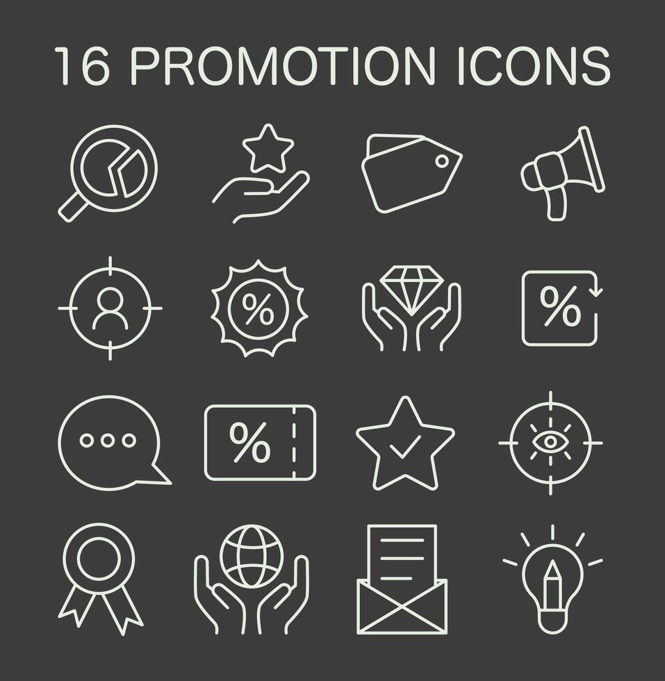 Promotion icons set. Flat vector illustration