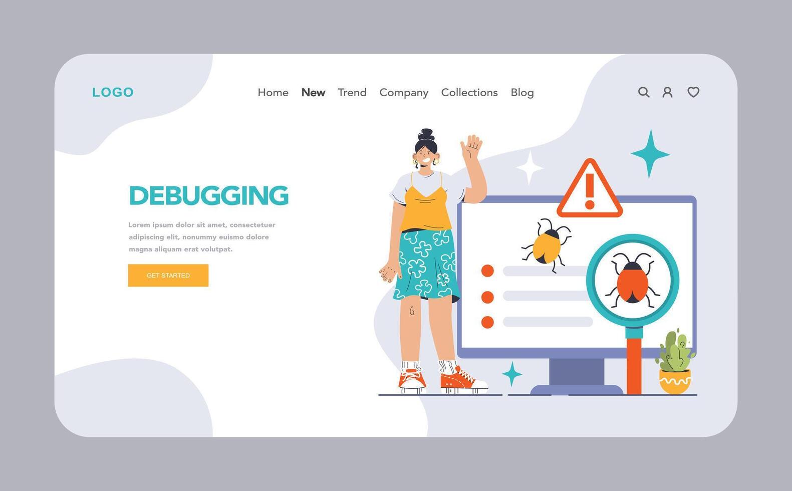 Software testing web banner or landing page. Code testing vector