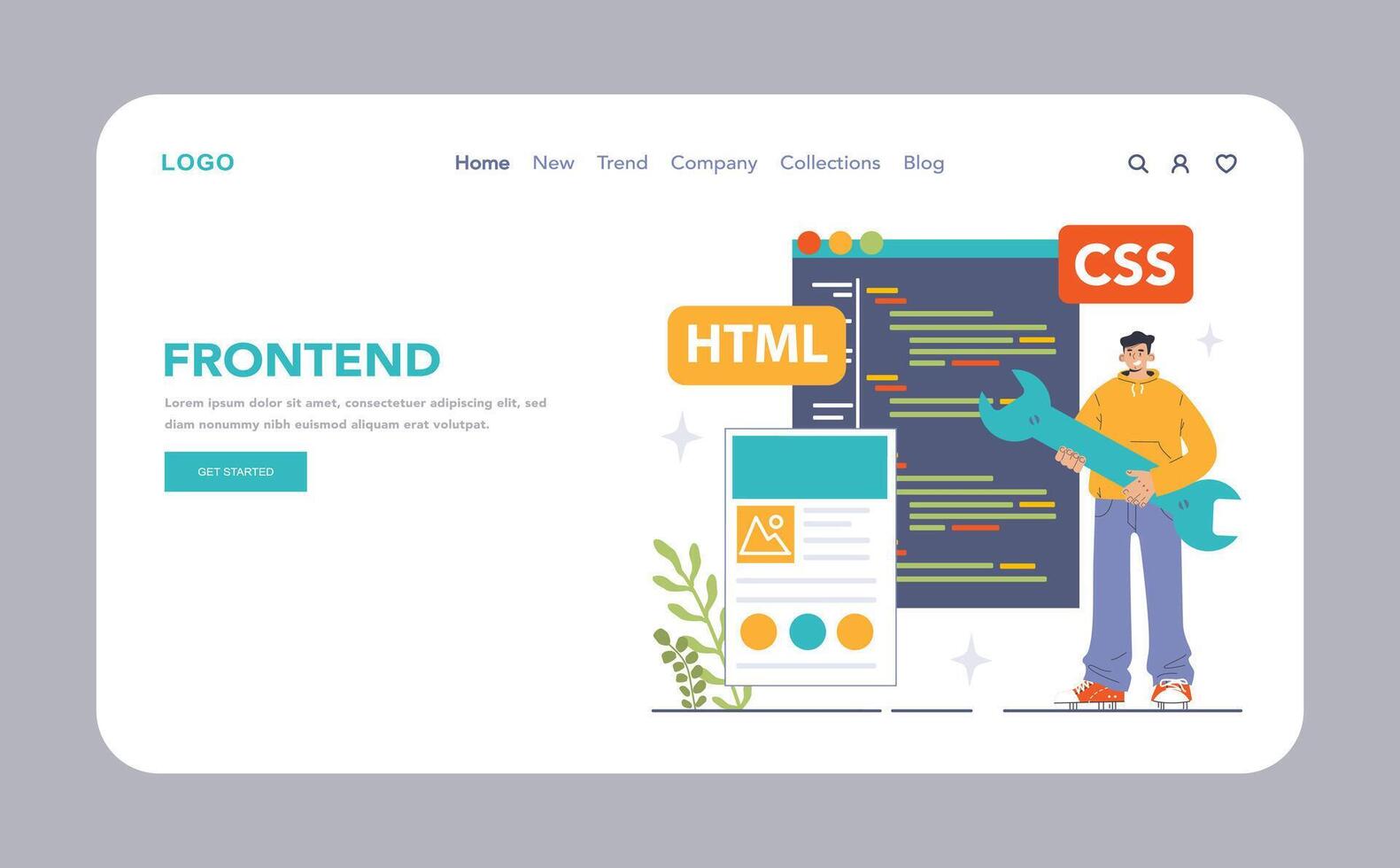 Software development web banner or landing page. Coding, vector