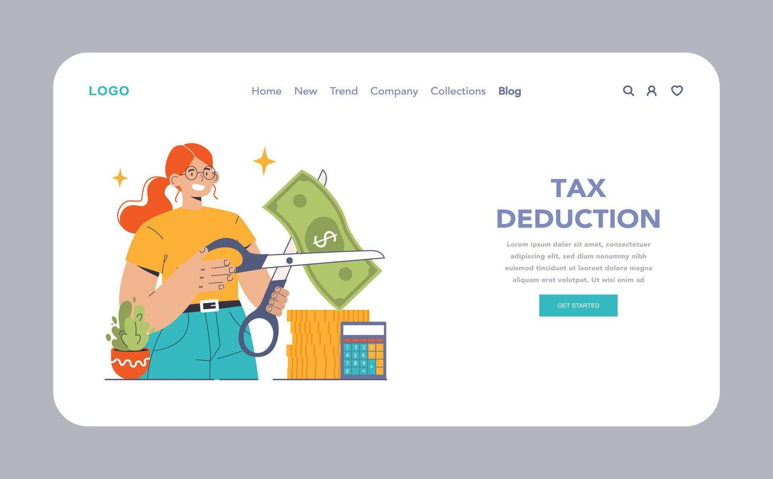 Tax optimization web banner or landing page. Financial efficiency vector