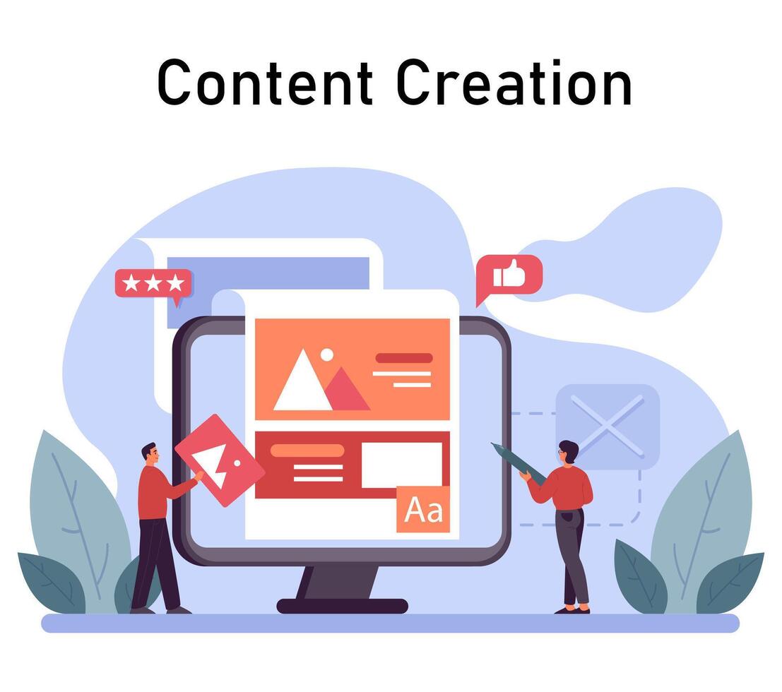 Content creation. Social media marketing and digital vector