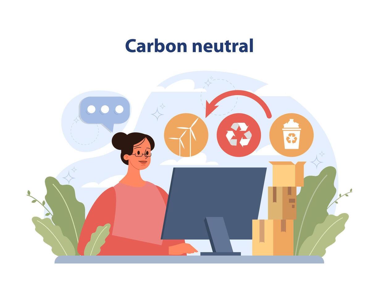 Carbon Neutral concept. Flat vector illustration.