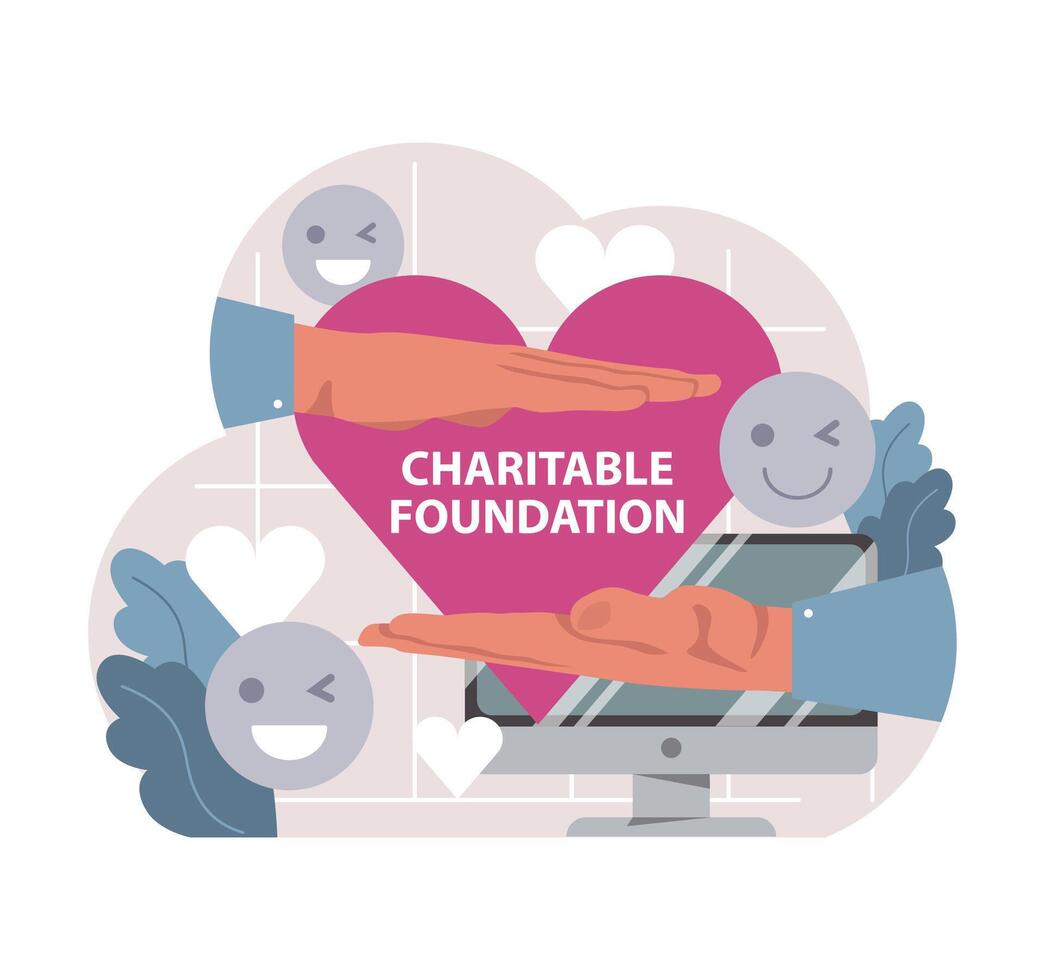 Online charity and charitable foundation. Web service to help people vector