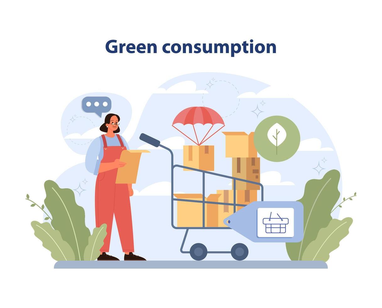 Green Consumption concept. Flat vector illustration