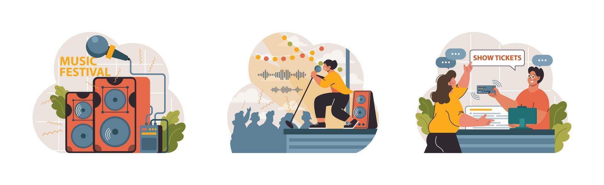 Music Festival set. Flat vector illustration