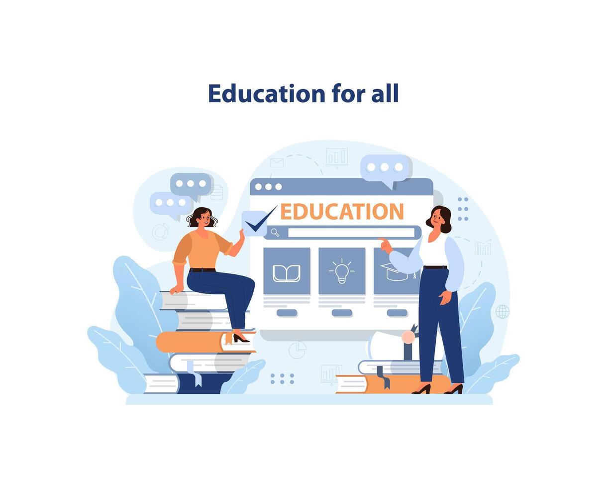 Education for all. Global and affordable education. Open school vector