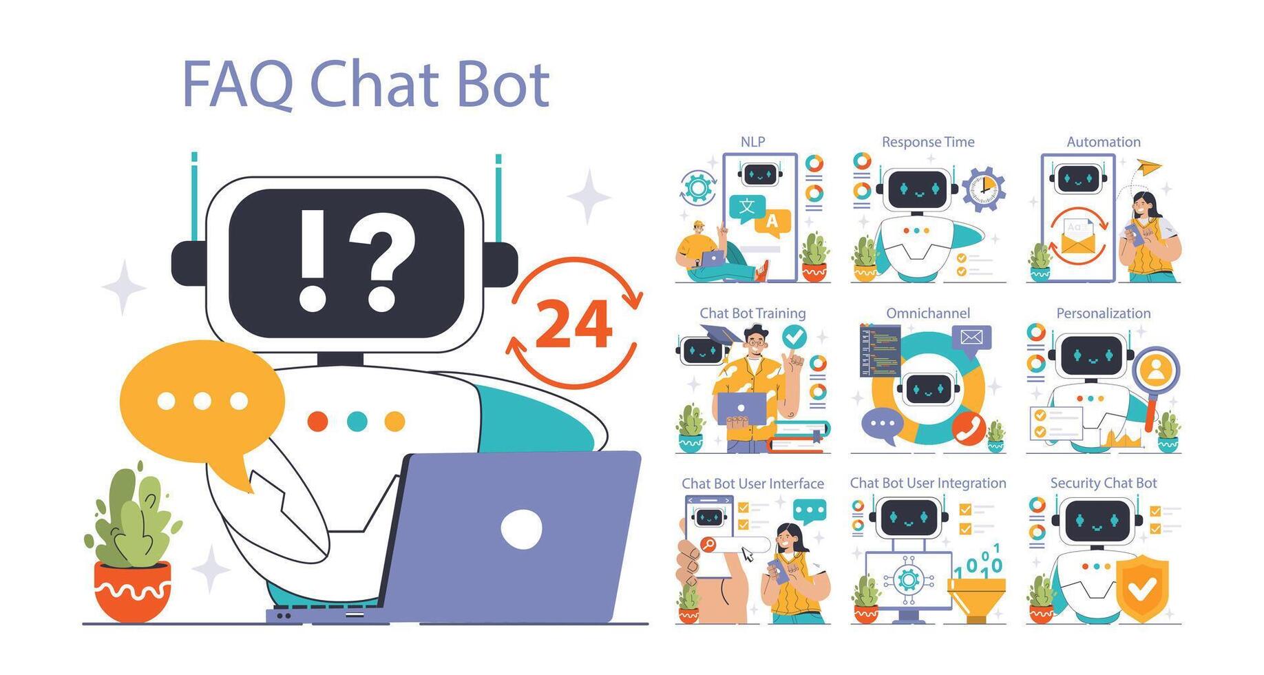 Chat Bot Universe set. Flat vector illustration