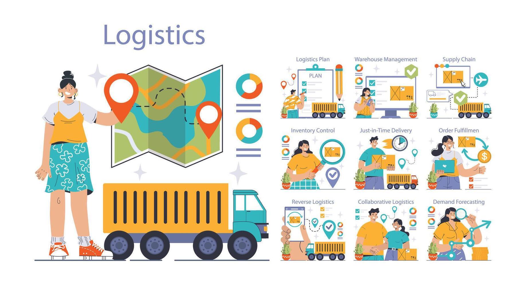 Logistics concept. Flat vector illustration
