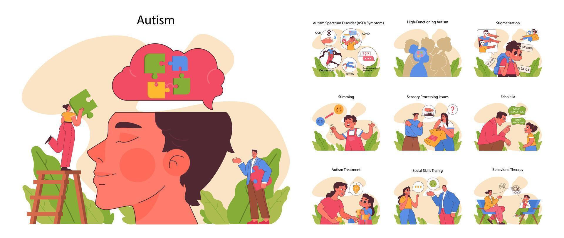 Autism awareness concept. Flat vector illustration