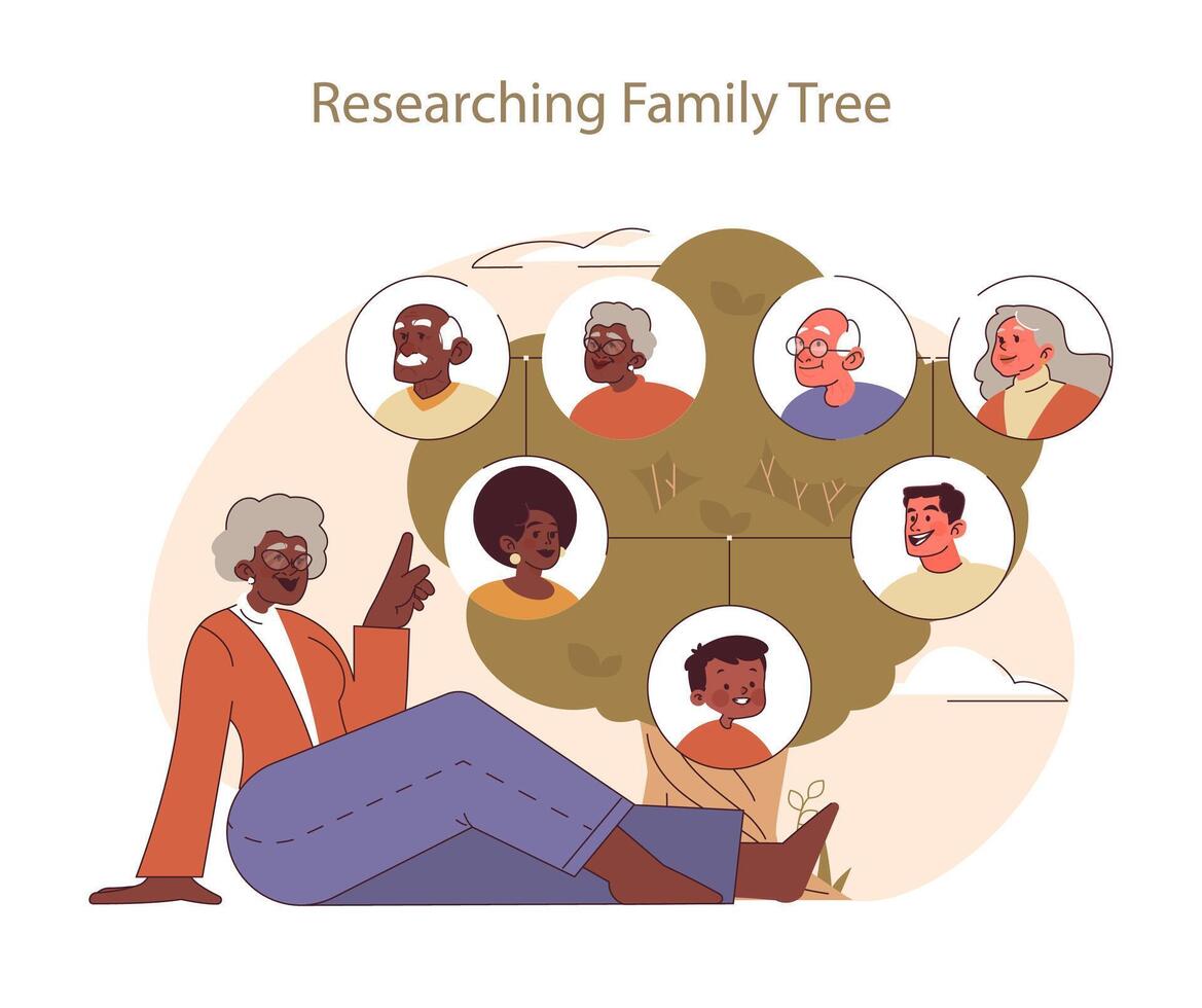 investigando familia árbol concepto. vector