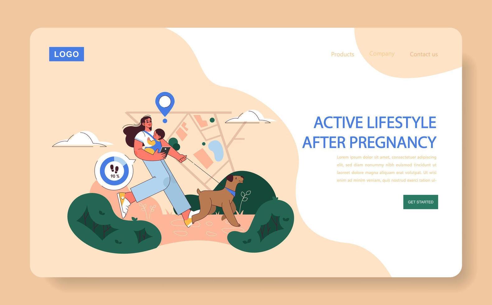 Active Lifestyle After Pregnancy concept. vector