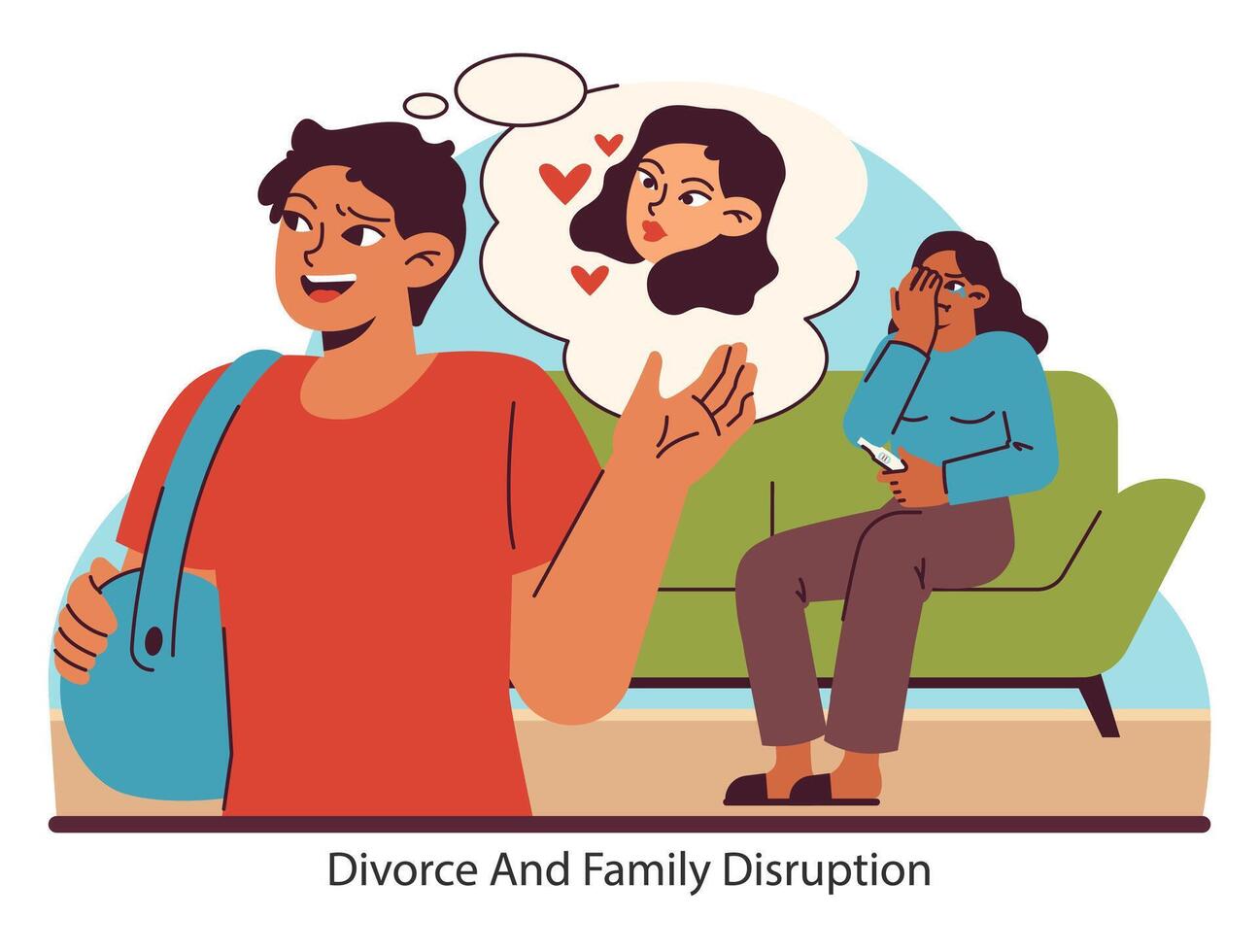 Family dynamics. Flat vector illustration.