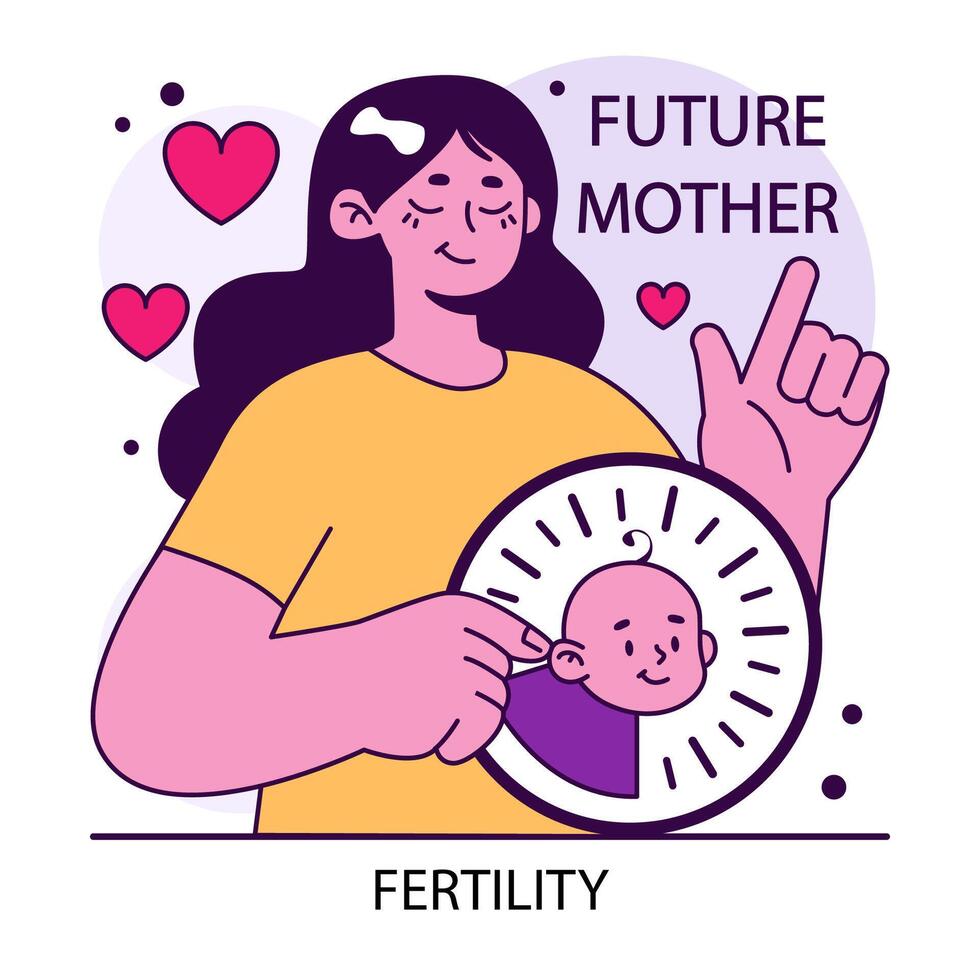 Fertilidad. esperanzado mujer convirtiéndose un madre. positivo el embarazo expectativa. vector