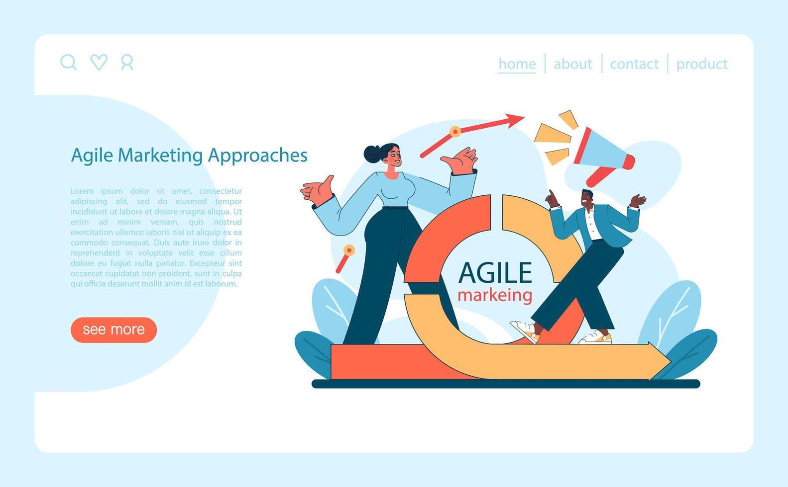 Agile Marketing Approaches concept. Embracing flexibility vector