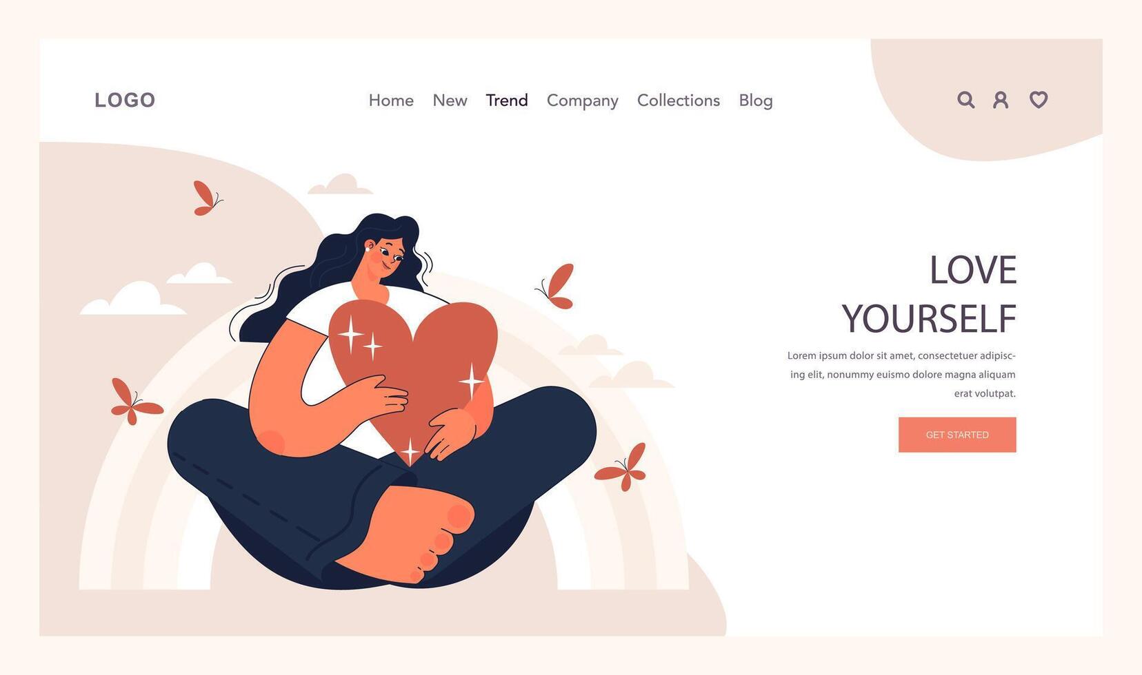Positive relationships web banner or landing page. Loving family vector