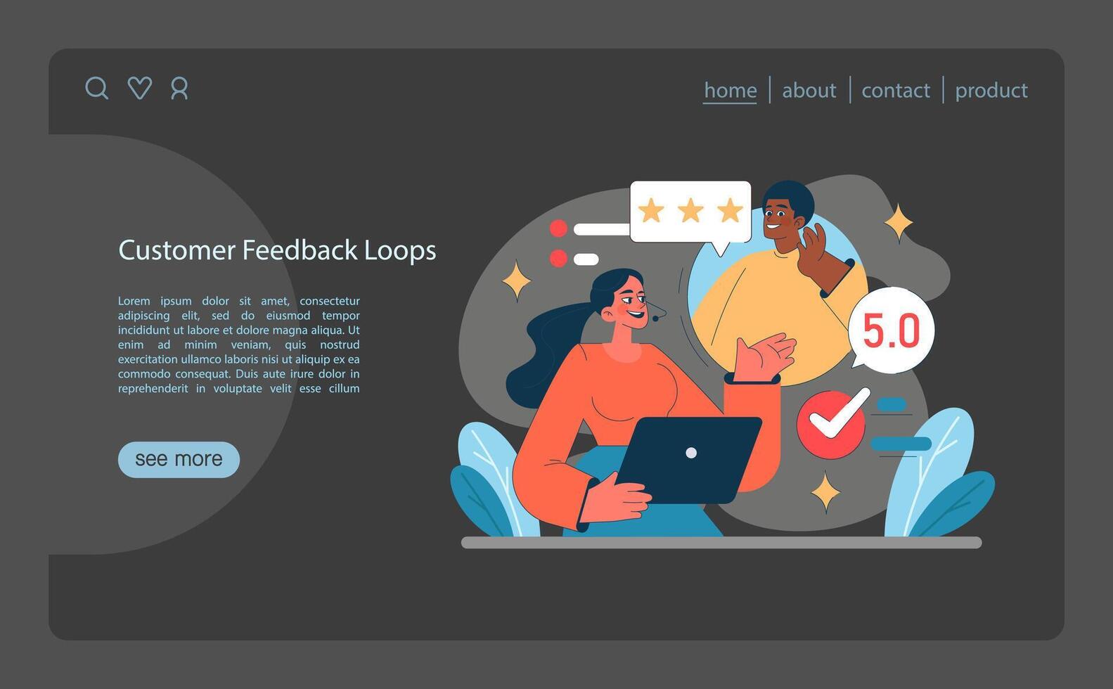 Customer Feedback Loops concept. Interactive evaluation process vector