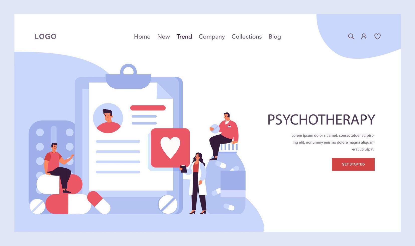 Psychotherapy web banner or landing page. Psychiatrist consulting vector