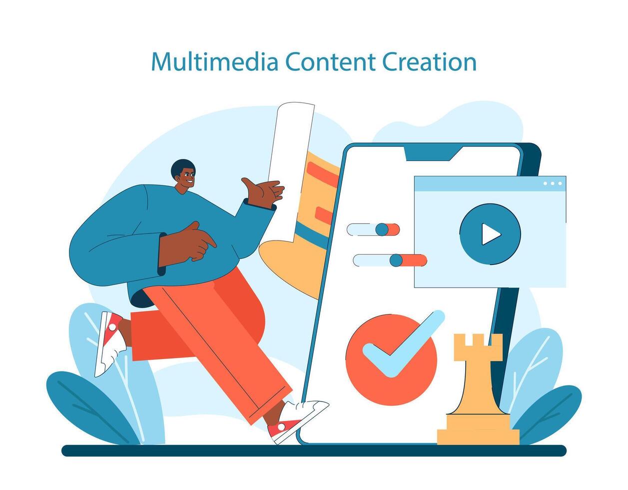 Multimedia Content Creation concept. Crafting diverse digital assets vector