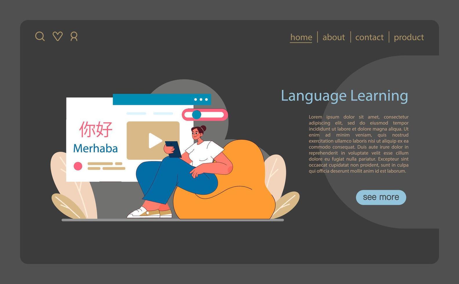 Multilingual Mastery concept. Engaging with diverse languages through digital platforms. vector