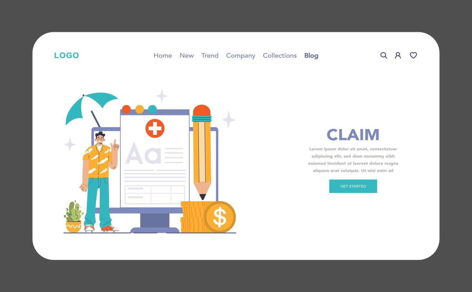 Insurance claim process concept. Flat vector illustration