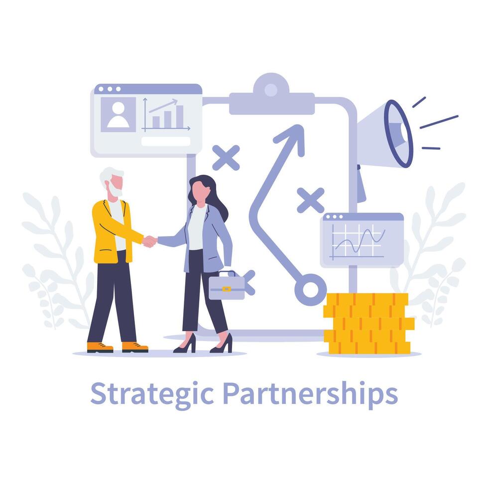 Strategic approaches in marketing concept. Vector illustration