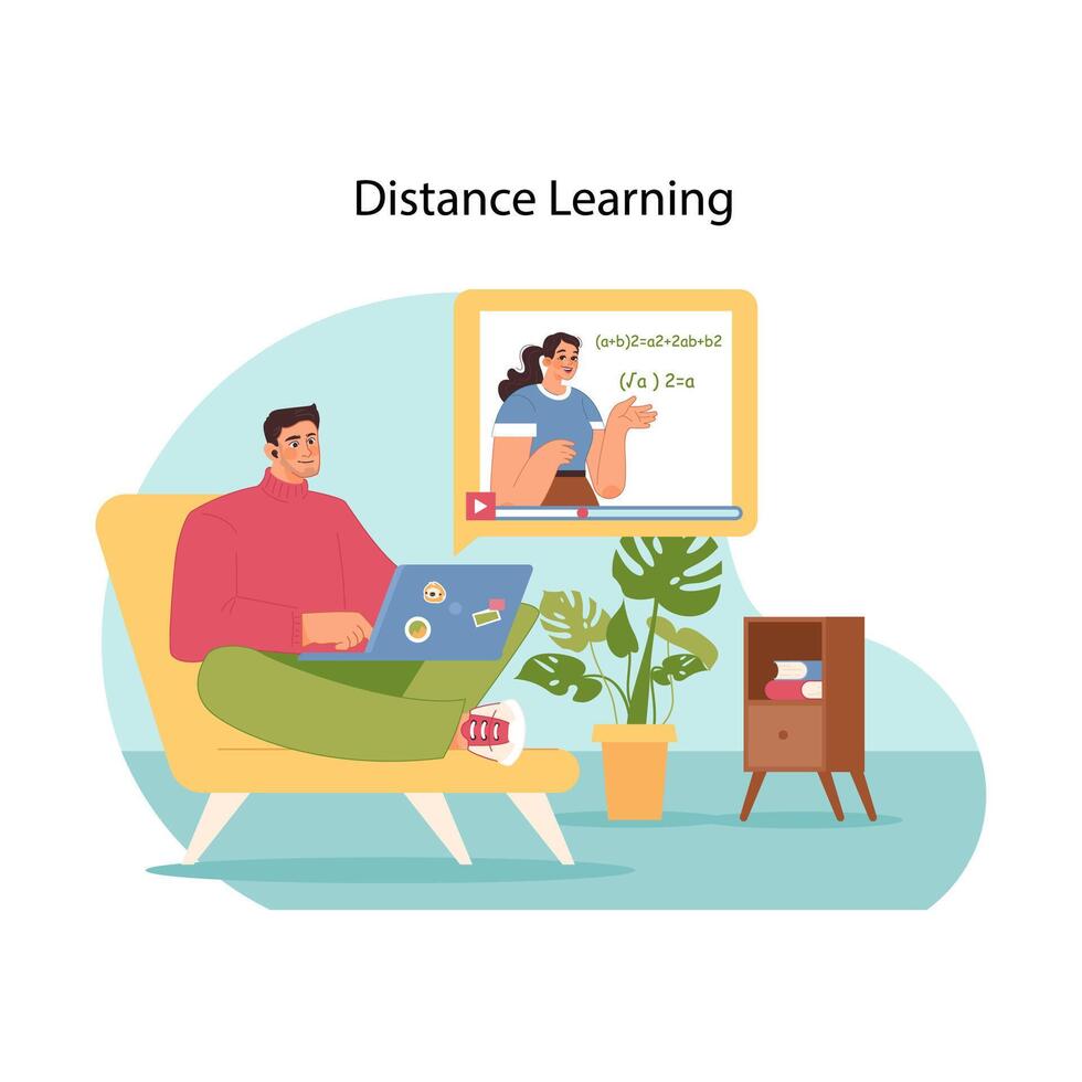 Virtual classroom concept. Flat vector illustration