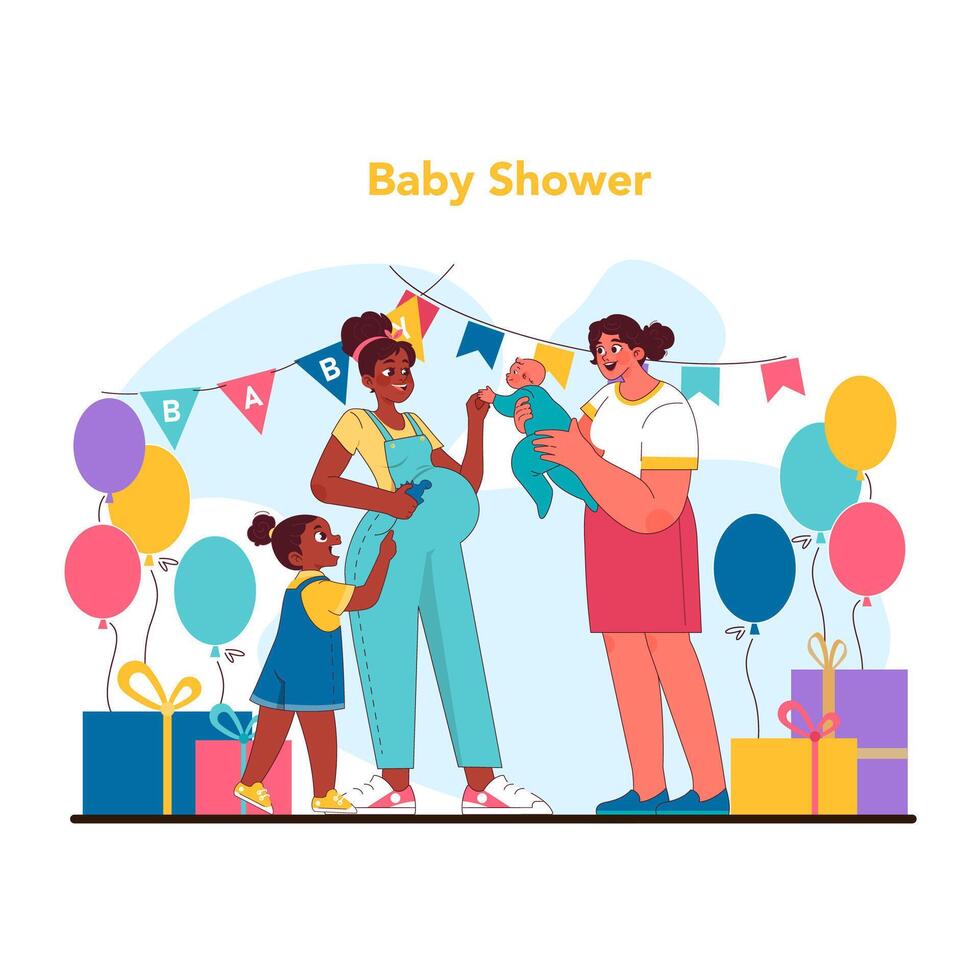 Baby shower concept. Flat vector illustration