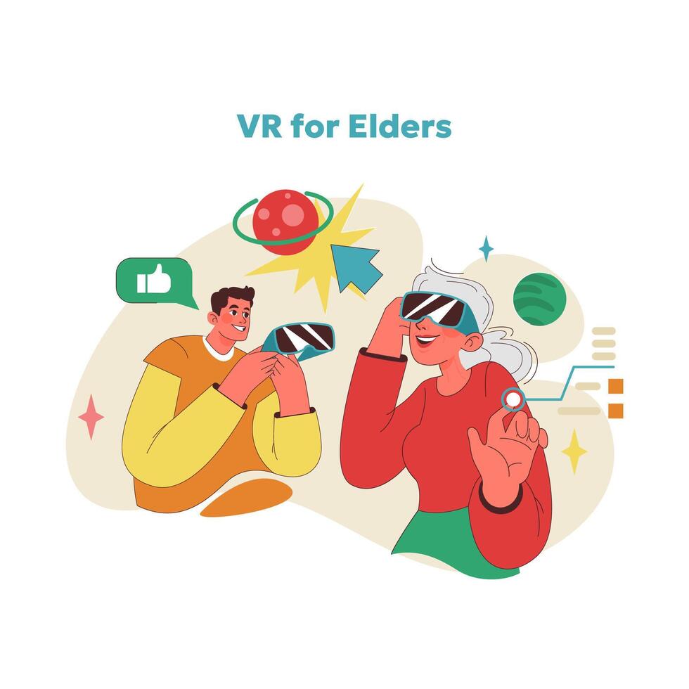 Virtual reality exploration concept. Vector illustration