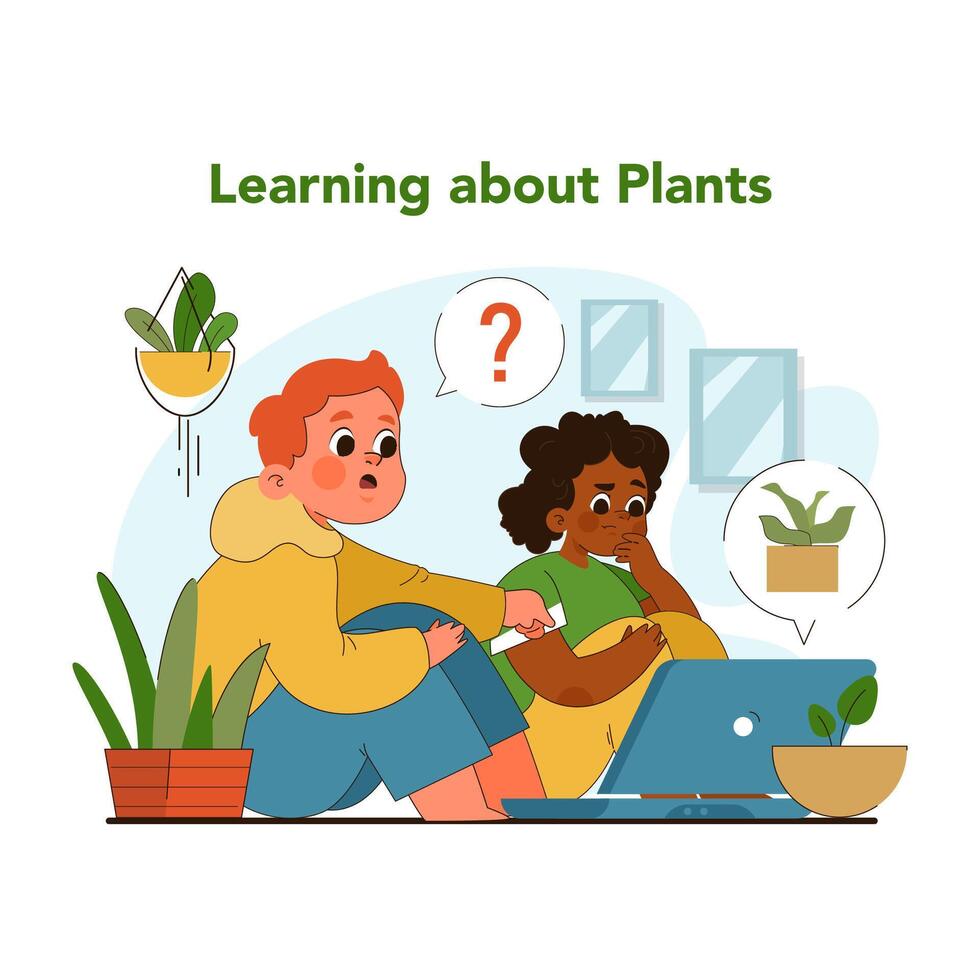Botanical learning concept. Flat vector illustration