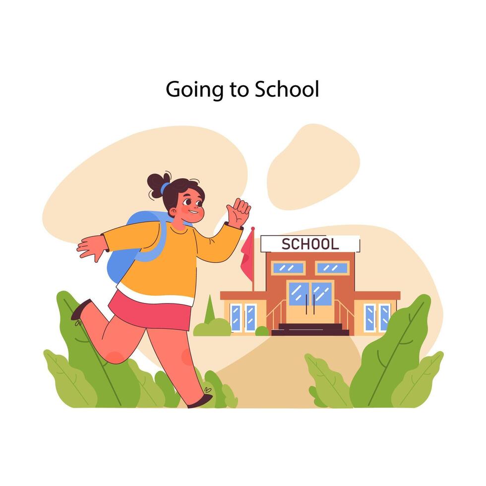 Going to school concept. Flat vector illustration