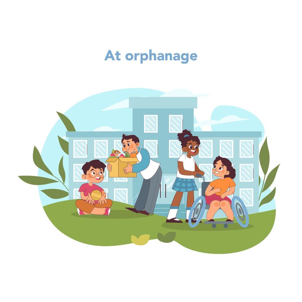 Orphan support concept. Vector illustration