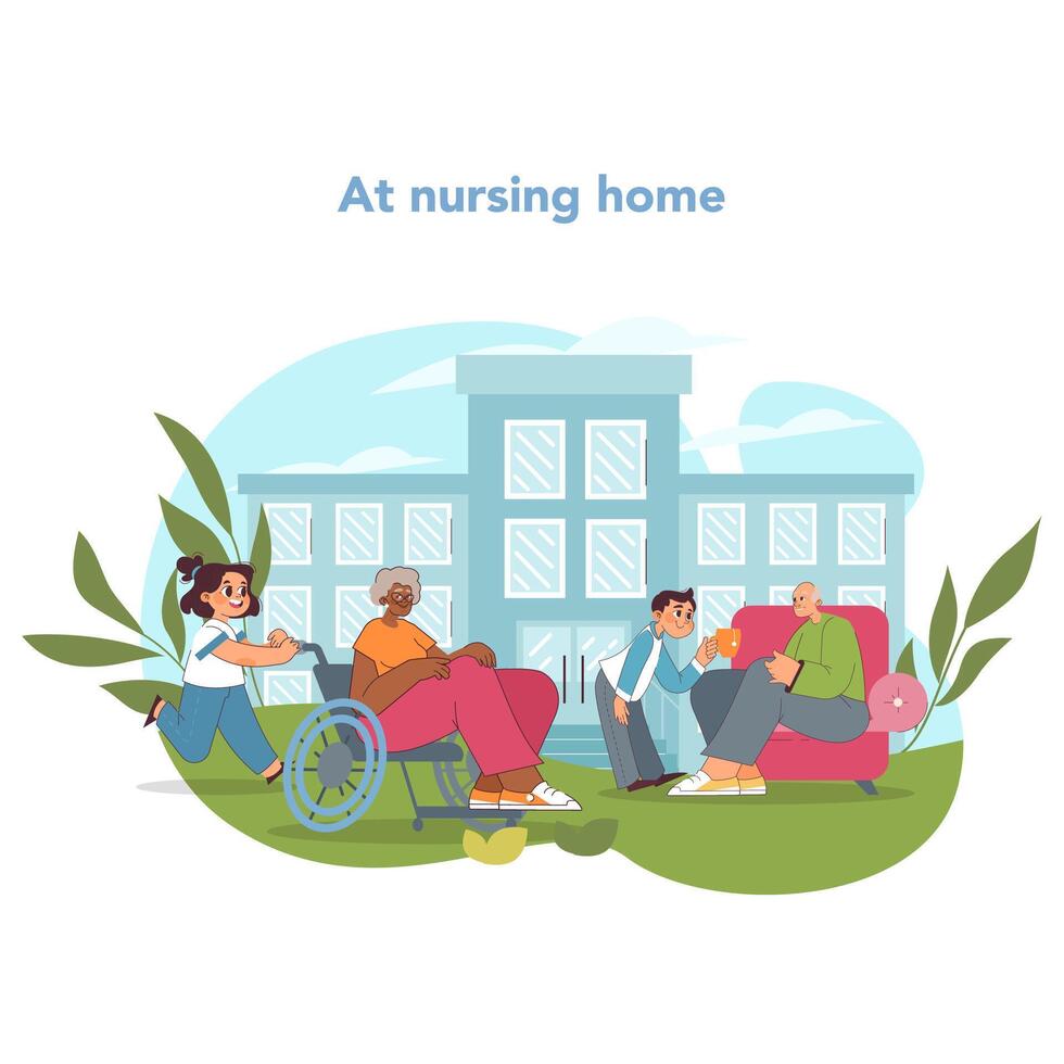 Senior care concept. Vector illustration