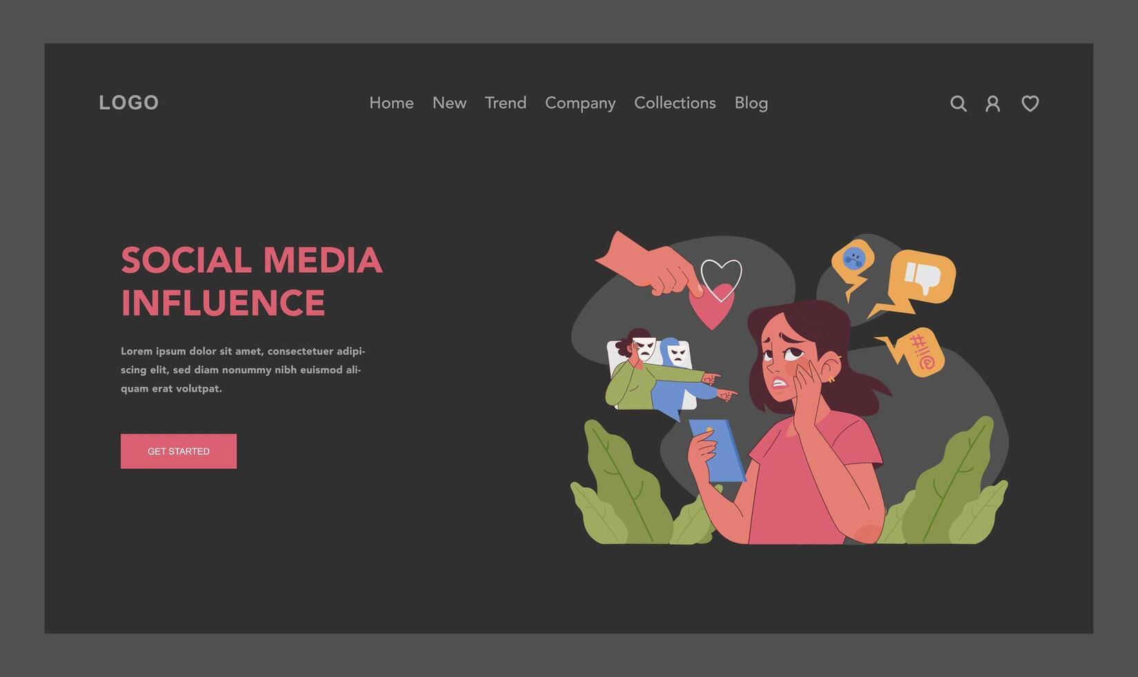 Social media impact concept. Flat vector illustration