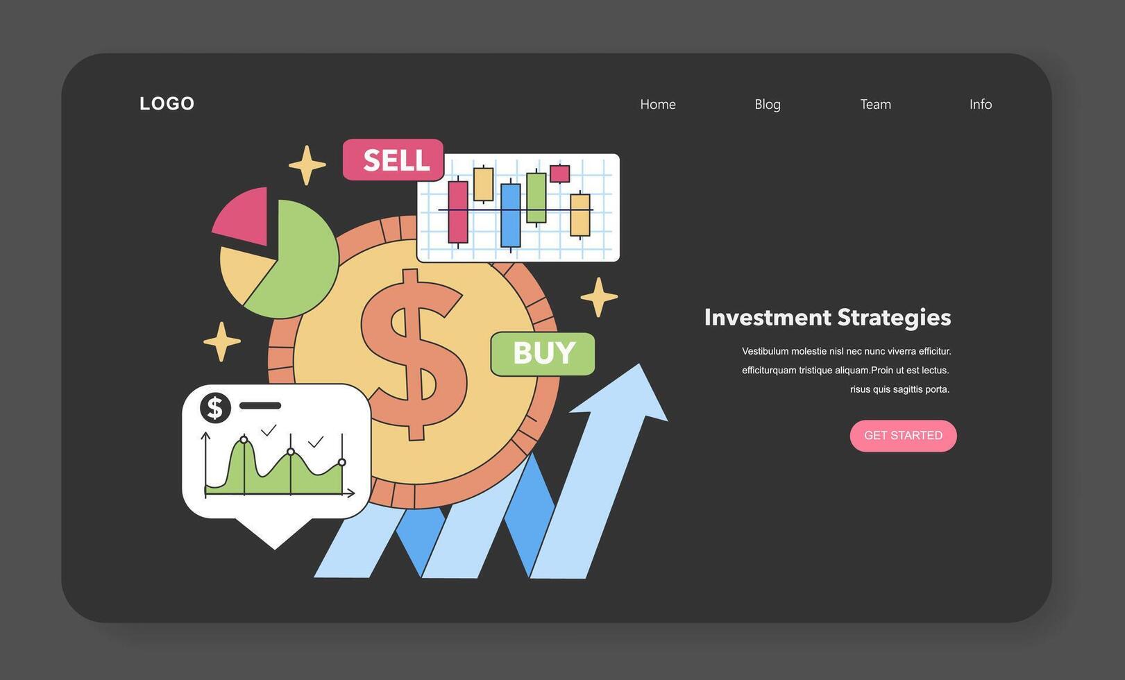 inversión estrategias concepto. plano vector ilustración.