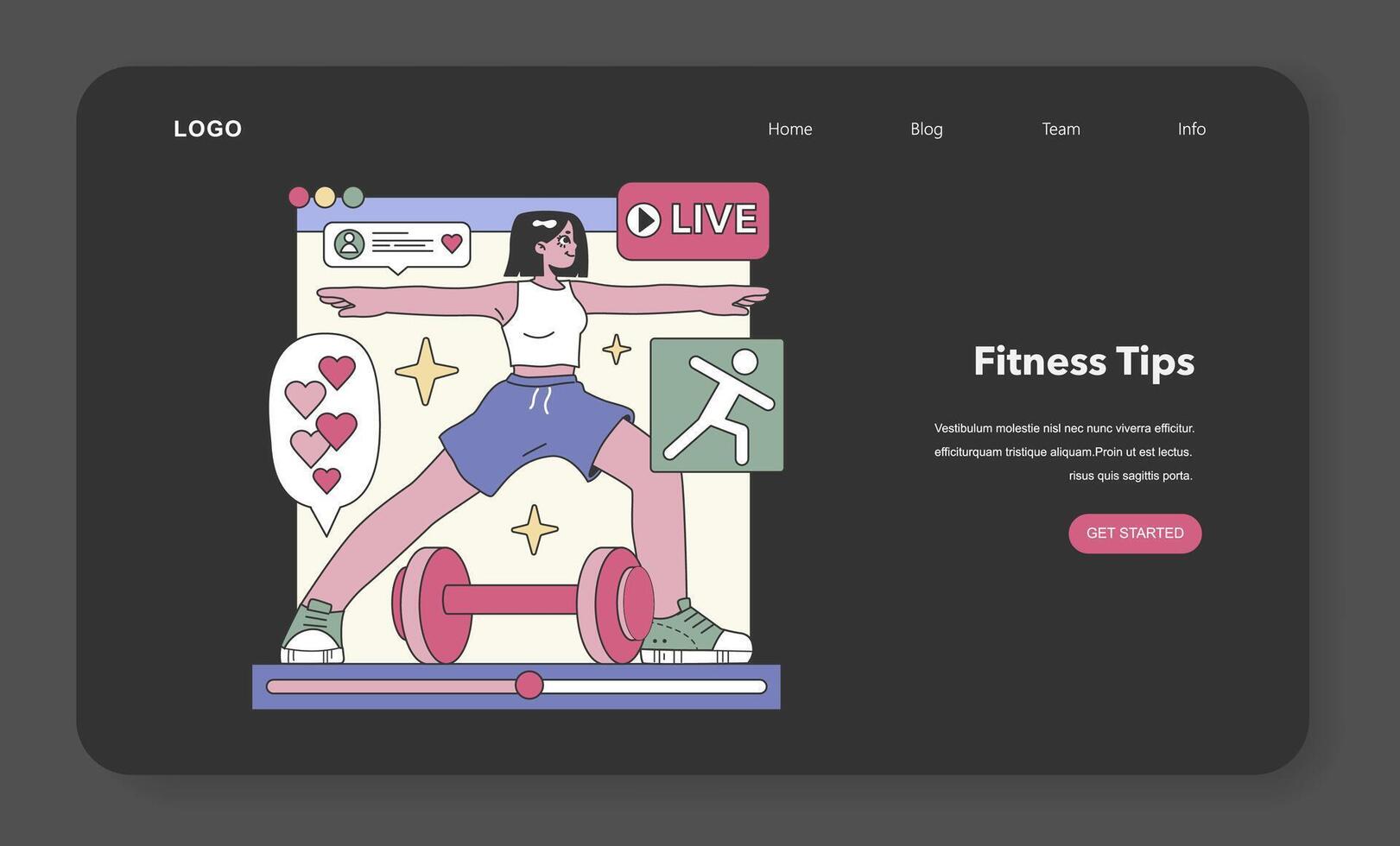 Fitness Tips theme. Flat vector illustration