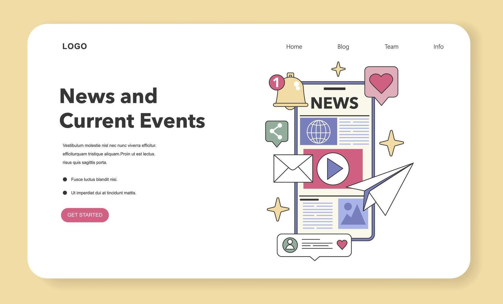 News and Current Events theme. Flat vector illustration